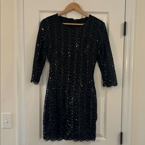 Lulu's Black Scallop Sequin Dress